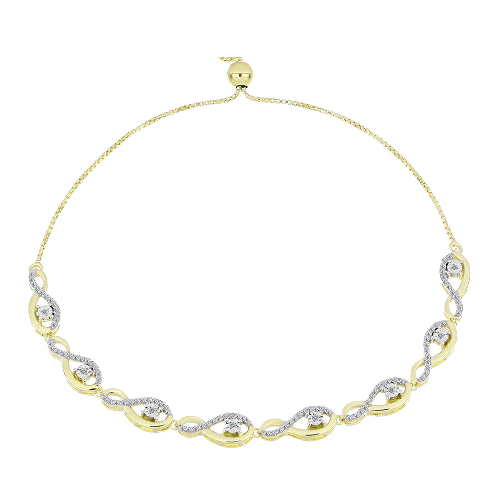 Pulsera de Plata Bañada en Oro con Diamante blanco y Topacio Blanco 4 