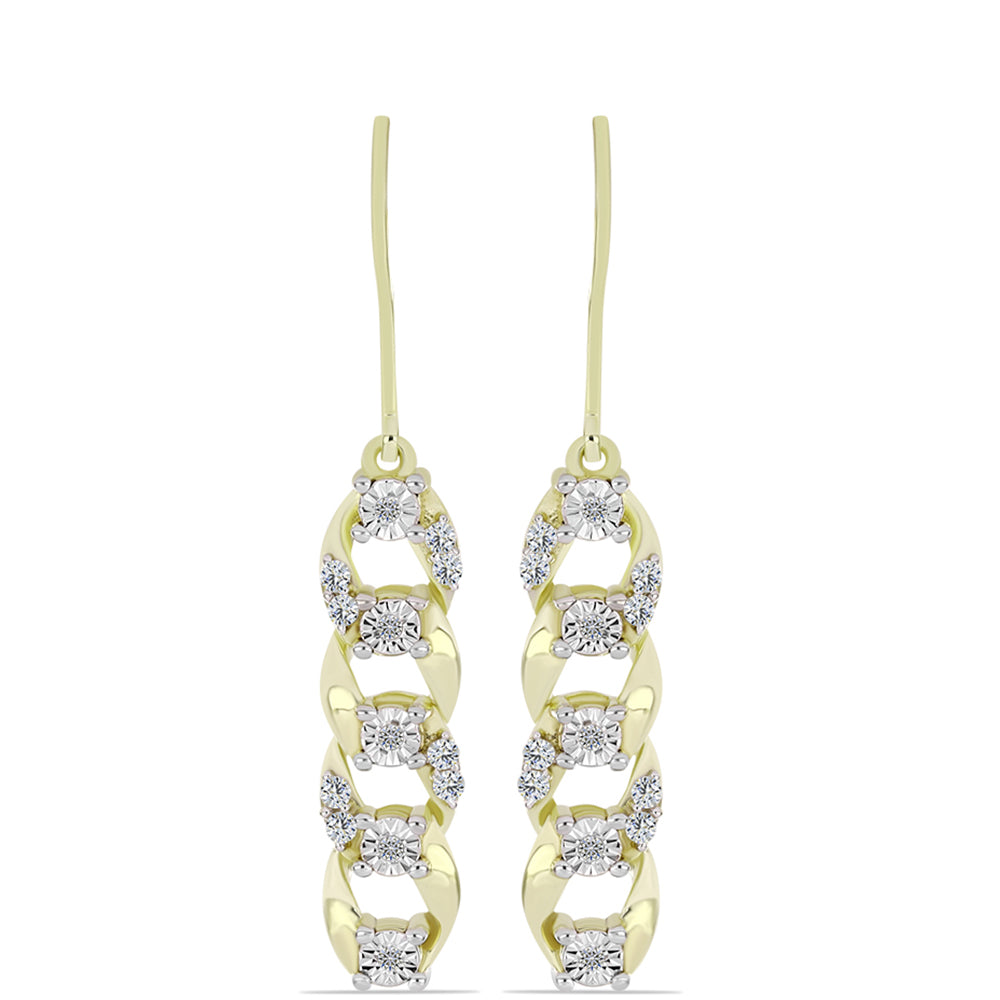Pendientes de Plata Bañada en Oro con Diamante blanco y Topacio Blanco 3 