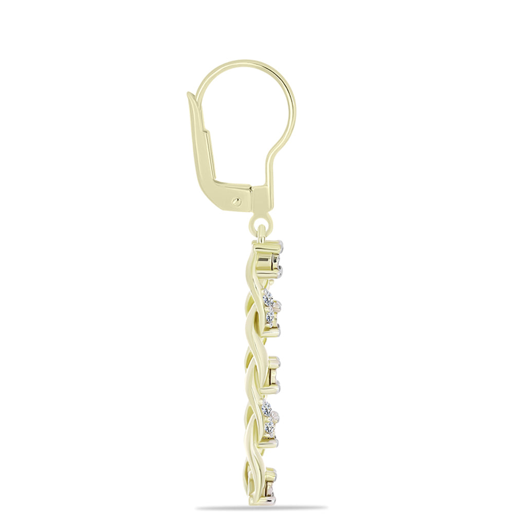 Pendientes de Plata Bañada en Oro con Diamante blanco y Topacio Blanco 4 
