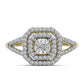 Anillo de Plata Bañada en Oro con Diamante blanco y Topacio Blanco