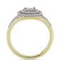 Anillo de Plata Bañada en Oro con Diamante blanco y Topacio Blanco