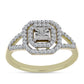 Anillo de Plata Bañada en Oro con Diamante blanco y Topacio Blanco