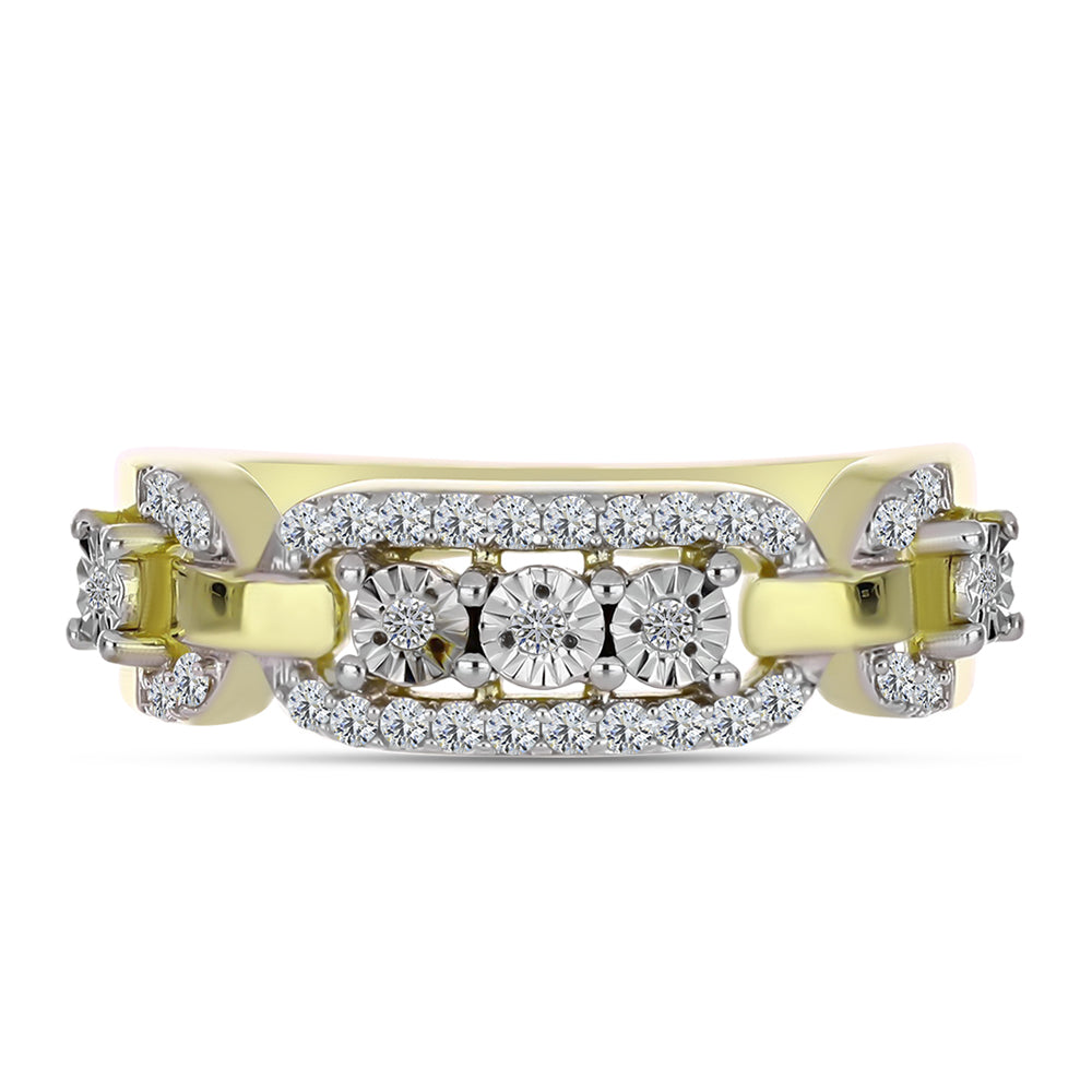 Anillo de Plata Bañada en Oro con Diamante blanco y Topacio Blanco 5 