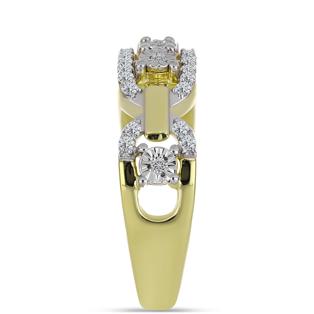 Anillo de Plata Bañada en Oro con Diamante blanco y Topacio Blanco 4 