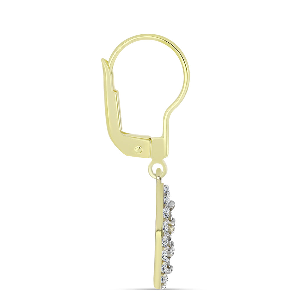 Pendientes de Plata Bañada en Oro con Diamante blanco y Topacio Blanco 6 