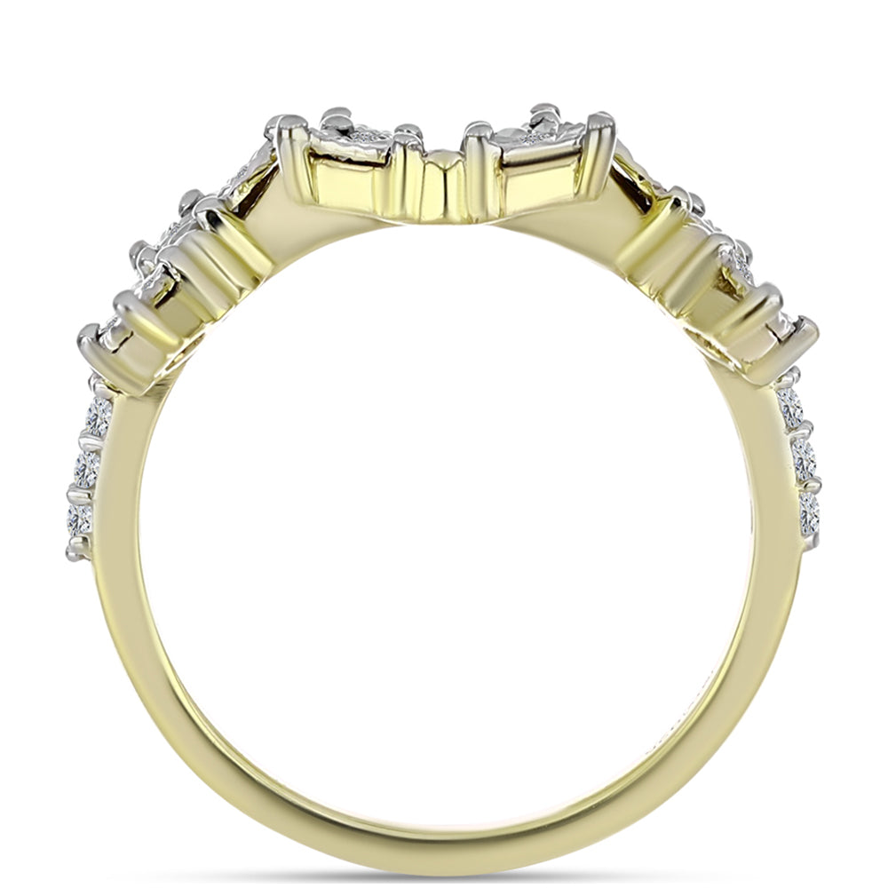 Anillo de Plata Bañada en Oro con Diamante blanco y Topacio Blanco