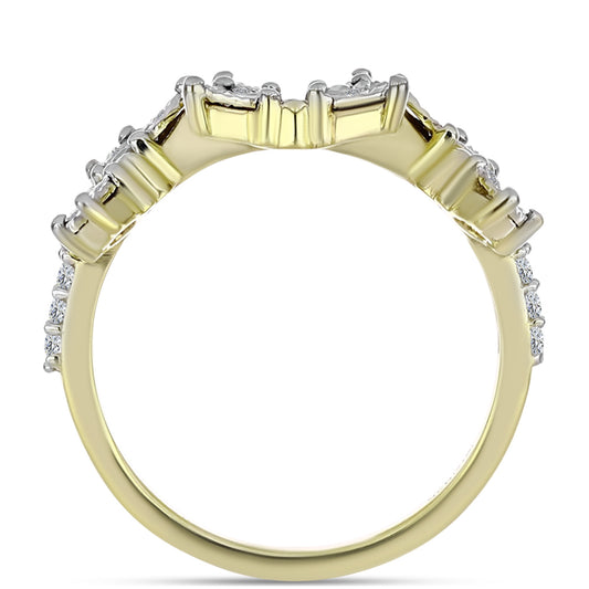 Anillo de Plata Bañada en Oro con Diamante blanco y Topacio Blanco