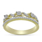 Anillo de Plata Bañada en Oro con Diamante blanco y Topacio Blanco