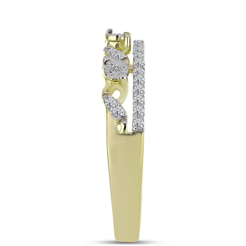 Anillo de Plata Bañada en Oro con Diamante blanco y Topacio Blanco 4 