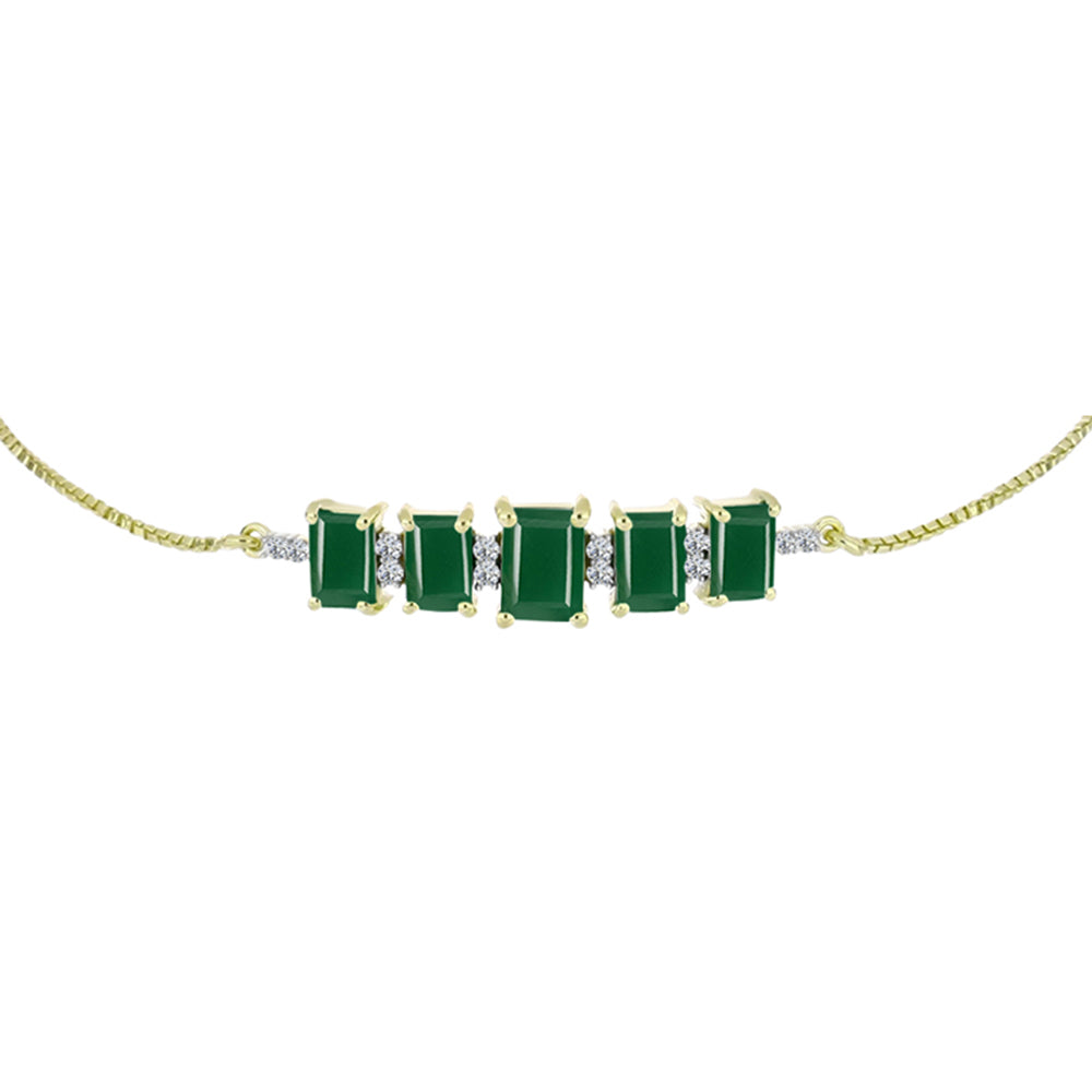 Pulsera de Plata Bañada en Oro con Ágata Verde