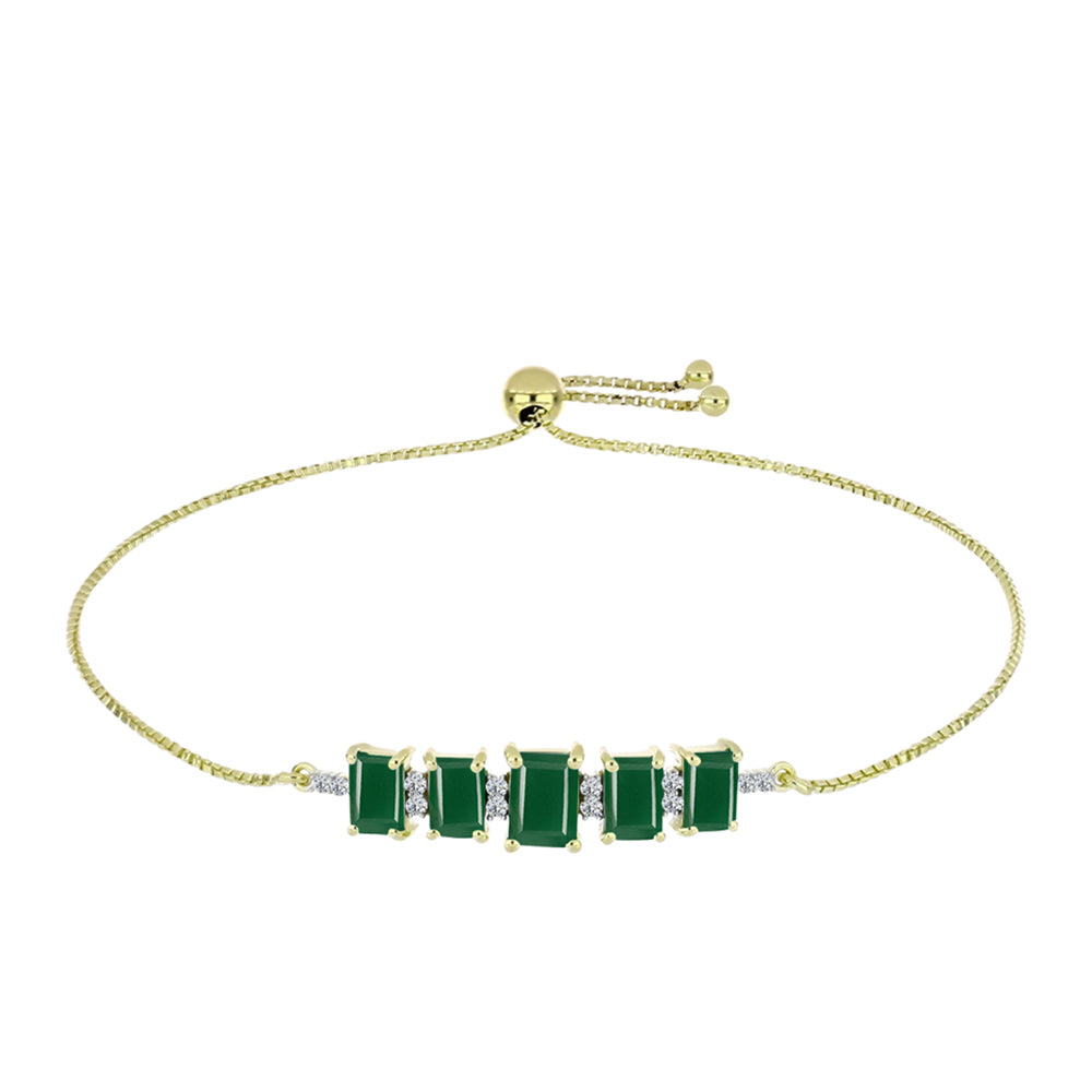Pulsera de Plata Bañada en Oro con Ágata Verde 4 