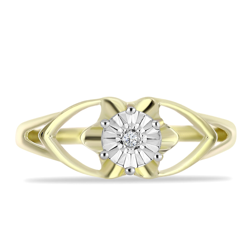 Anillo de Plata Bañada en Oro con Diamante blanco 1 