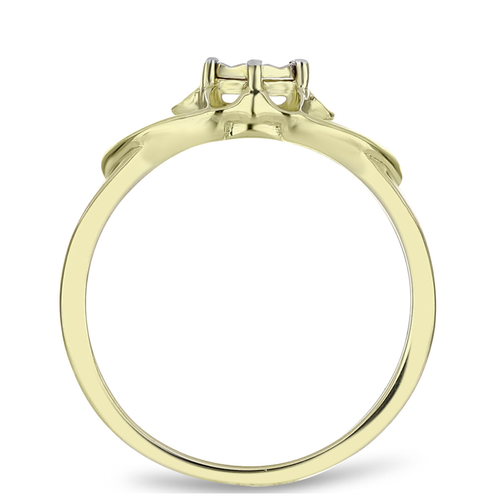 Anillo de Plata Bañada en Oro con Diamante blanco 6 