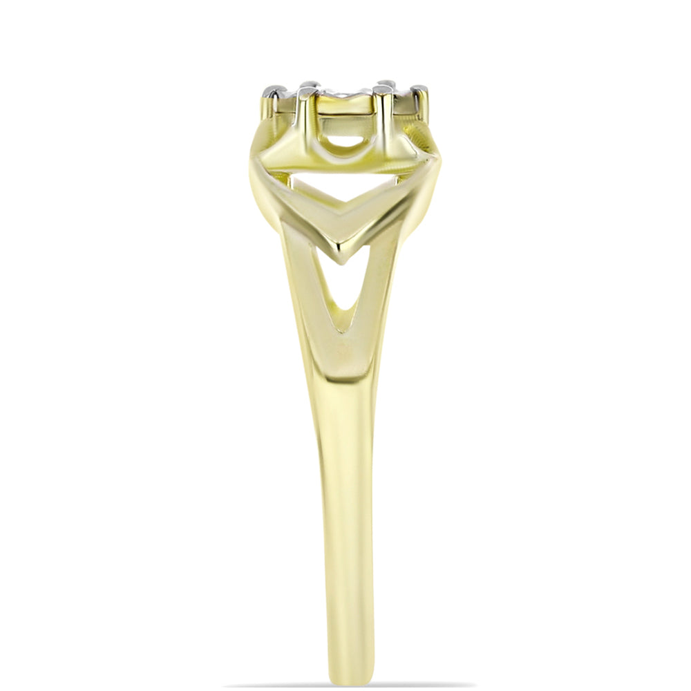 Anillo de Plata Bañada en Oro con Diamante blanco