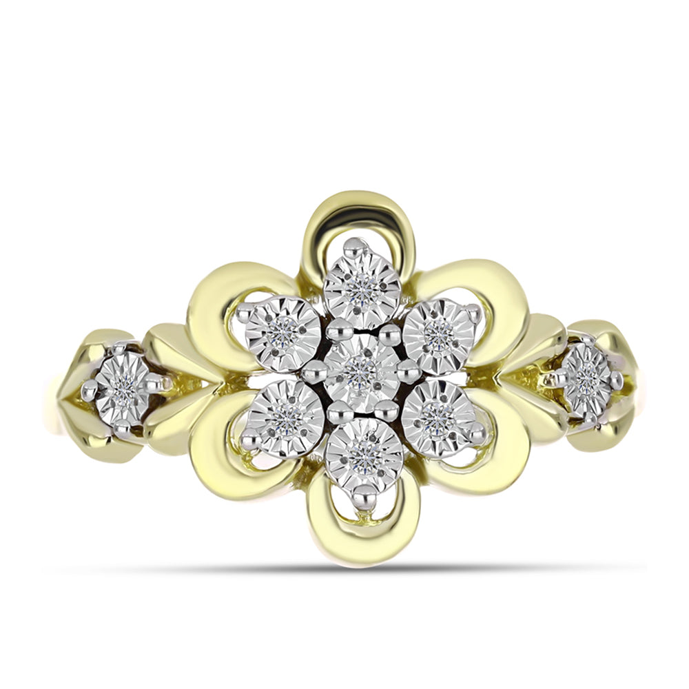 Anillo de Plata Bañada en Oro con Diamante blanco 1 