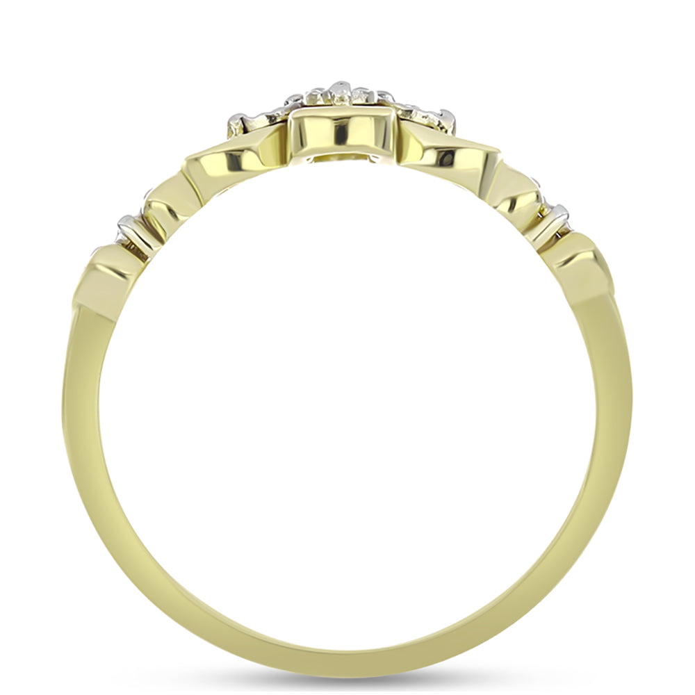Anillo de Plata Bañada en Oro con Diamante blanco 2 