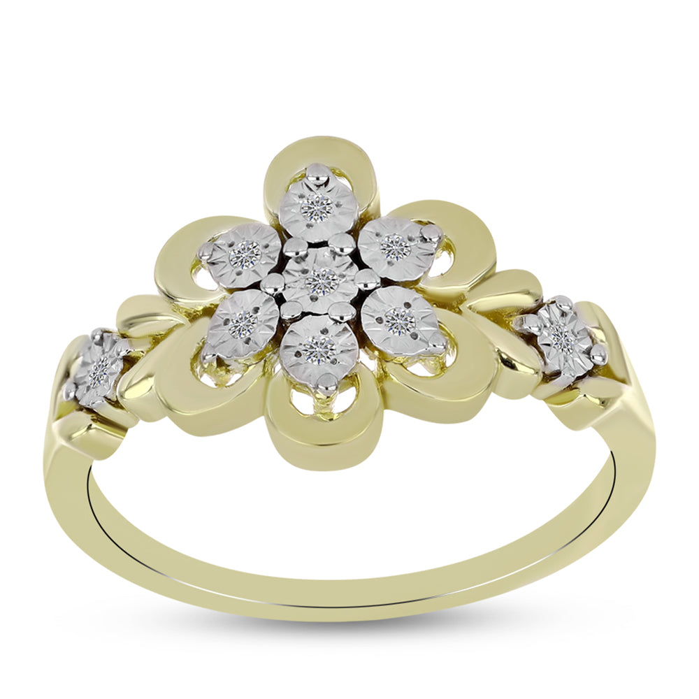 Anillo de Plata Bañada en Oro con Diamante blanco 11 