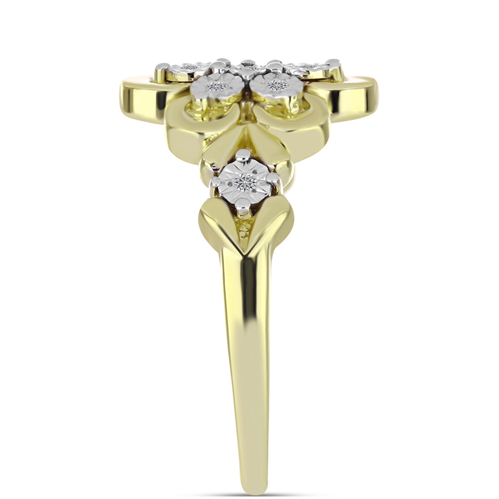 Anillo de Plata Bañada en Oro con Diamante blanco 4 