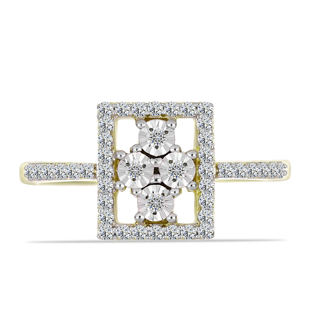 Anillo de Plata Bañada en Oro con Diamante blanco y Topacio Blanco 5 
