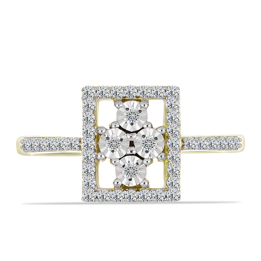 Anillo de Plata Bañada en Oro con Diamante blanco y Topacio Blanco