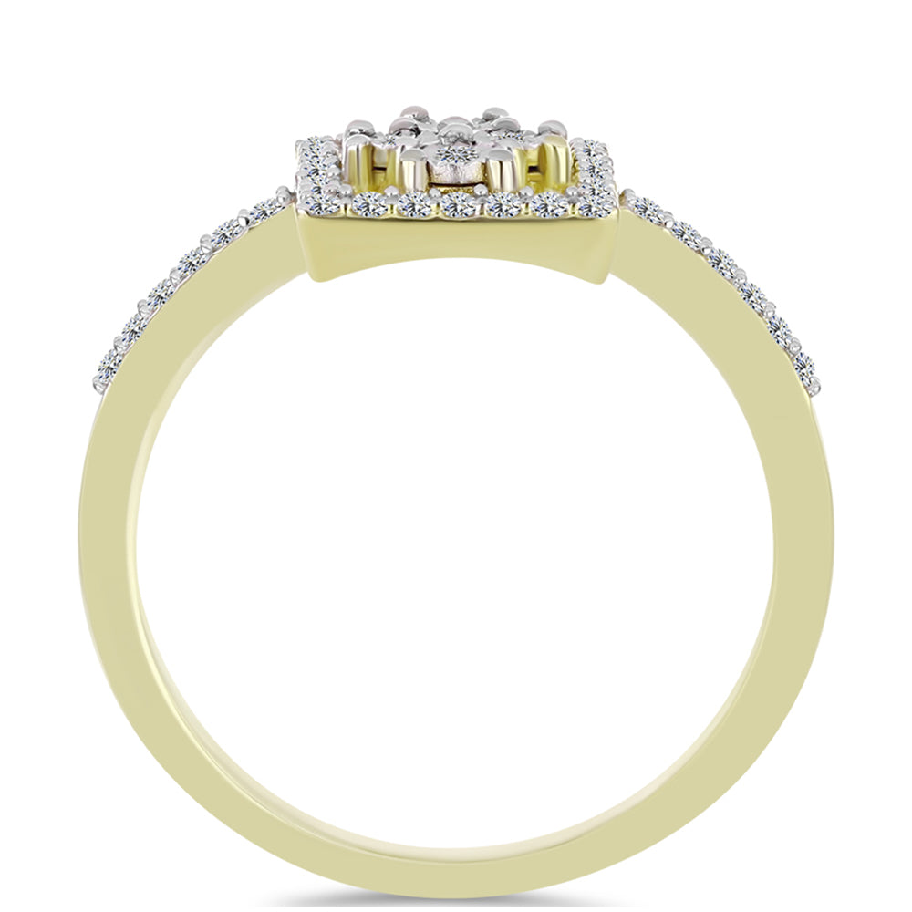 Anillo de Plata Bañada en Oro con Diamante blanco y Topacio Blanco 2 