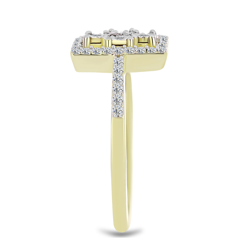 Anillo de Plata Bañada en Oro con Diamante blanco y Topacio Blanco 4 