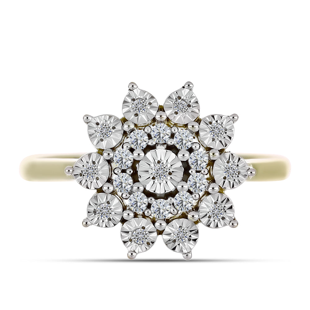 Anillo de Plata Bañada en Oro con Diamante blanco y Topacio Blanco 1 