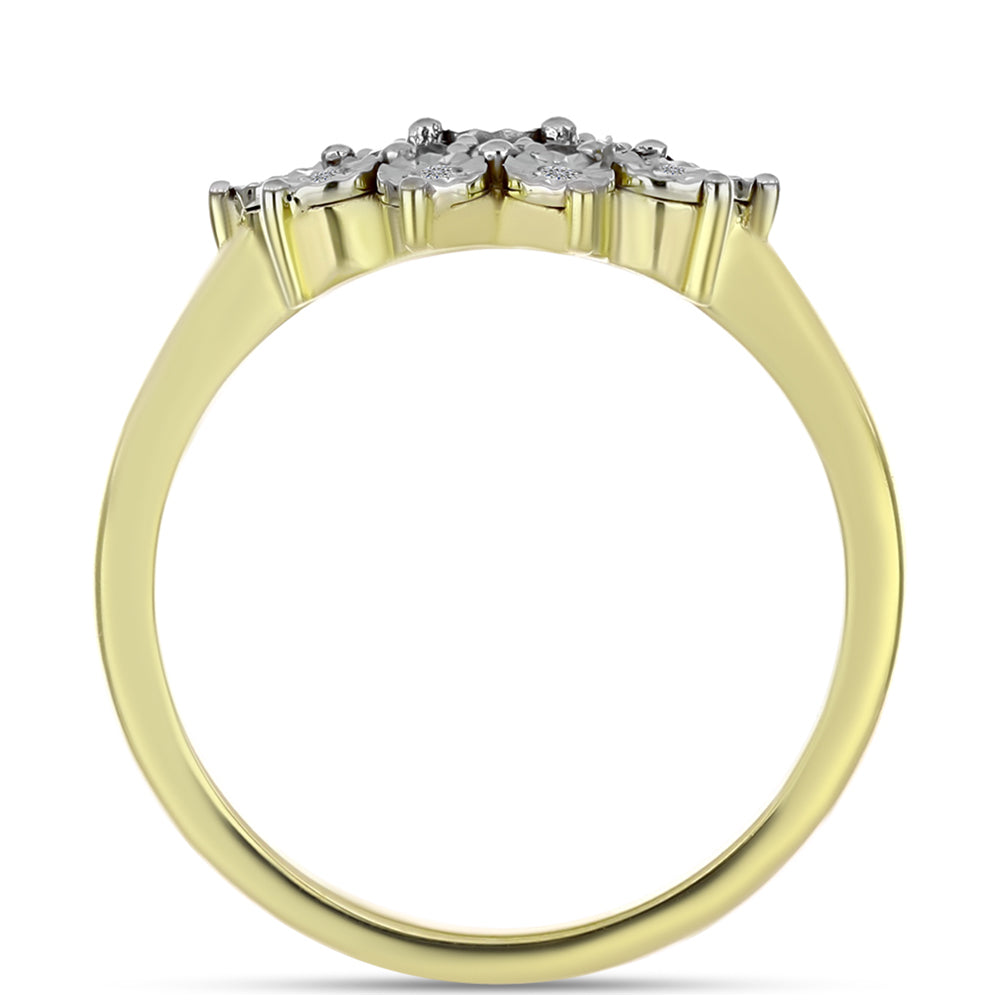 Anillo de Plata Bañada en Oro con Diamante blanco y Topacio Blanco 2 