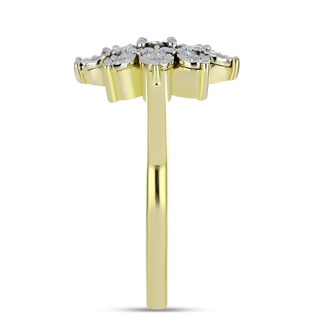 Anillo de Plata Bañada en Oro con Diamante blanco y Topacio Blanco 12 