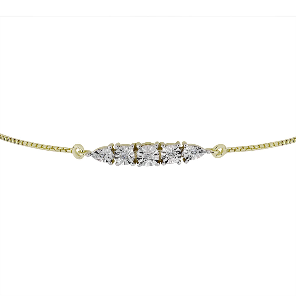 Pulsera de Plata Bañada en Oro con Diamante blanco 3 