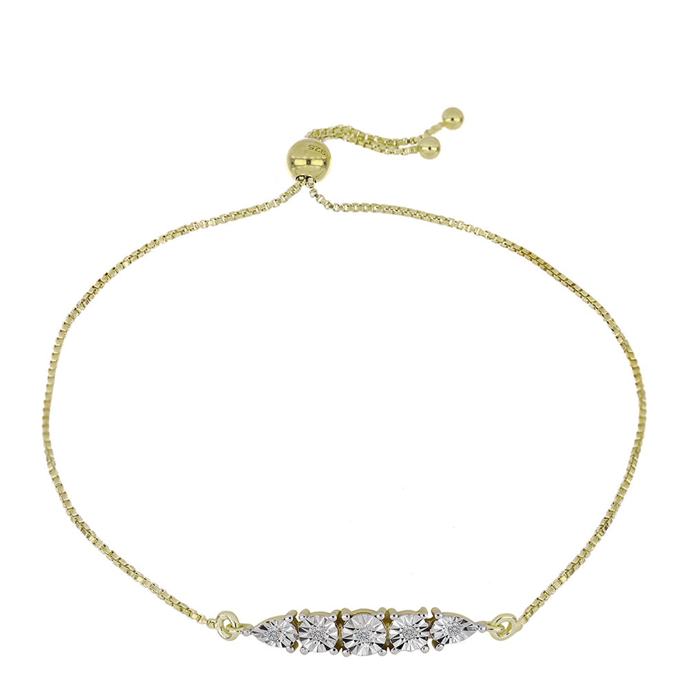 Pulsera de Plata Bañada en Oro con Diamante blanco 4 
