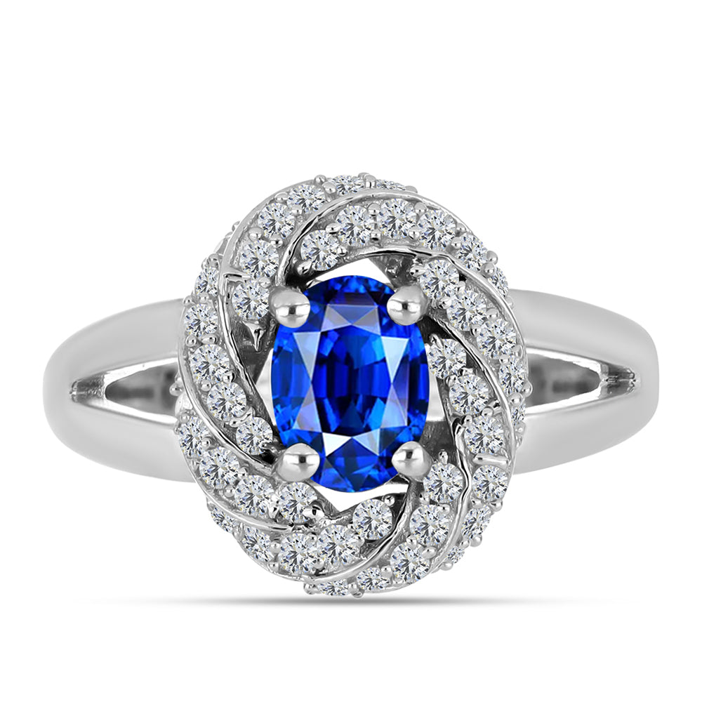 Anillo de Plata con Zafiro Azul Australiano y Topacio Blanco 5 