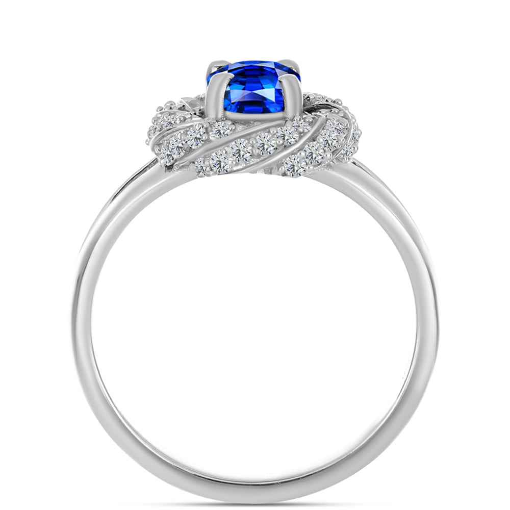Anillo de Plata con Zafiro Azul Australiano y Topacio Blanco 2 