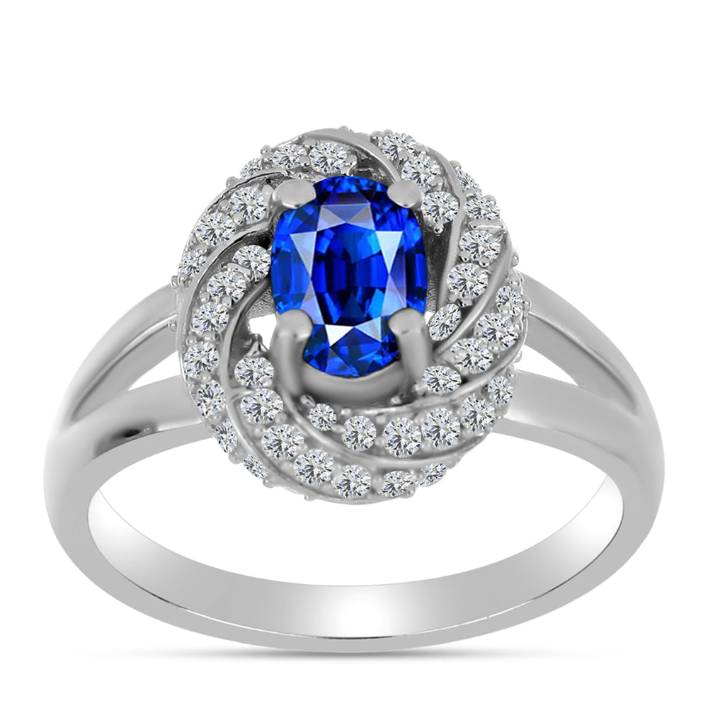Anillo de Plata con Zafiro Azul Australiano y Topacio Blanco 3 