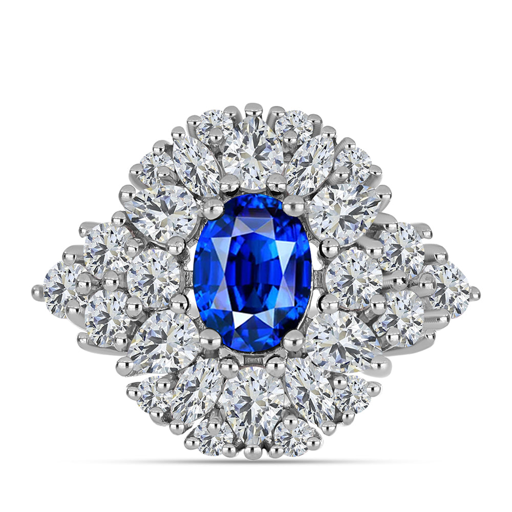 Anillo de Plata con Zafiro Azul Australiano y Topacio Blanco 5 