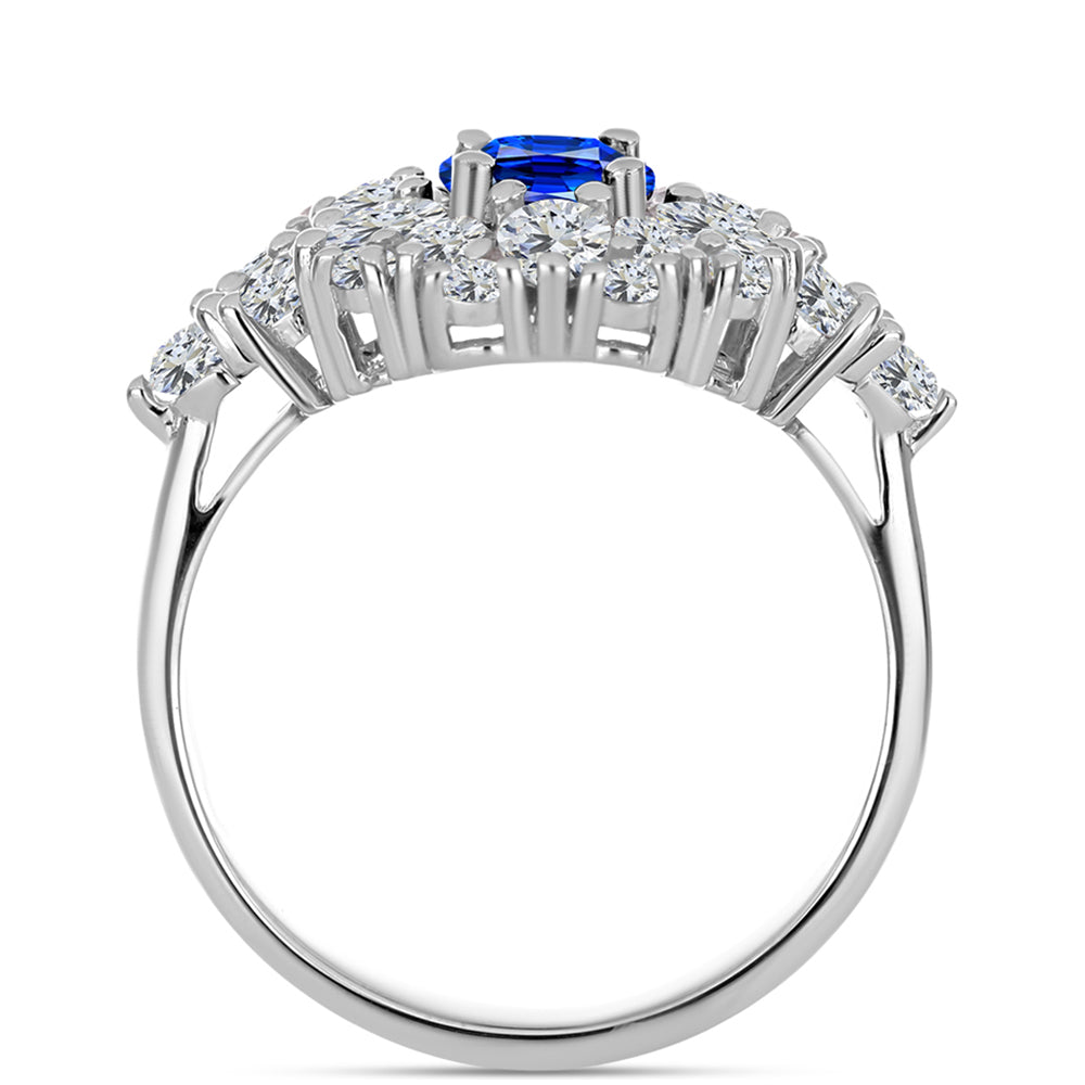 Anillo de Plata con Zafiro Azul Australiano y Topacio Blanco 6 