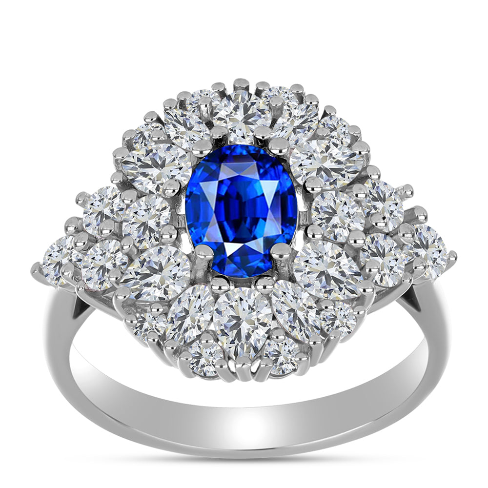 Anillo de Plata con Zafiro Azul Australiano y Topacio Blanco