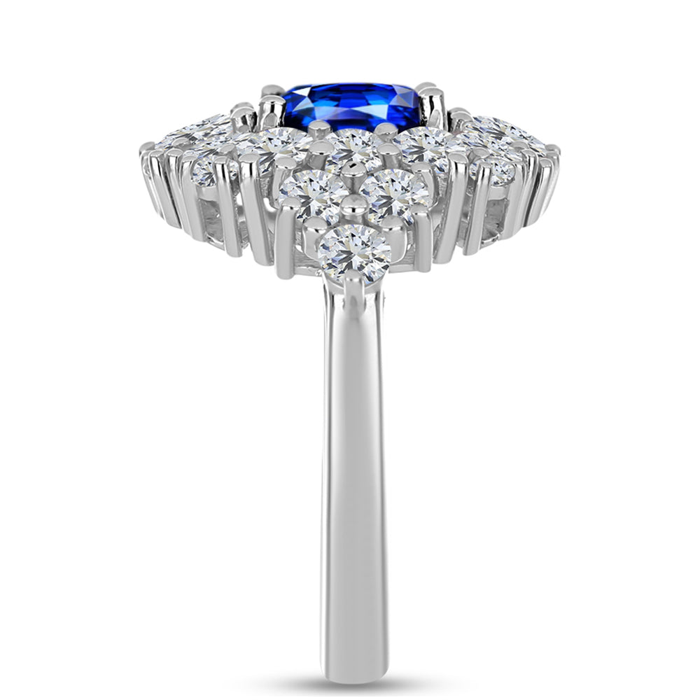 Anillo de Plata con Zafiro Azul Australiano y Topacio Blanco 8 