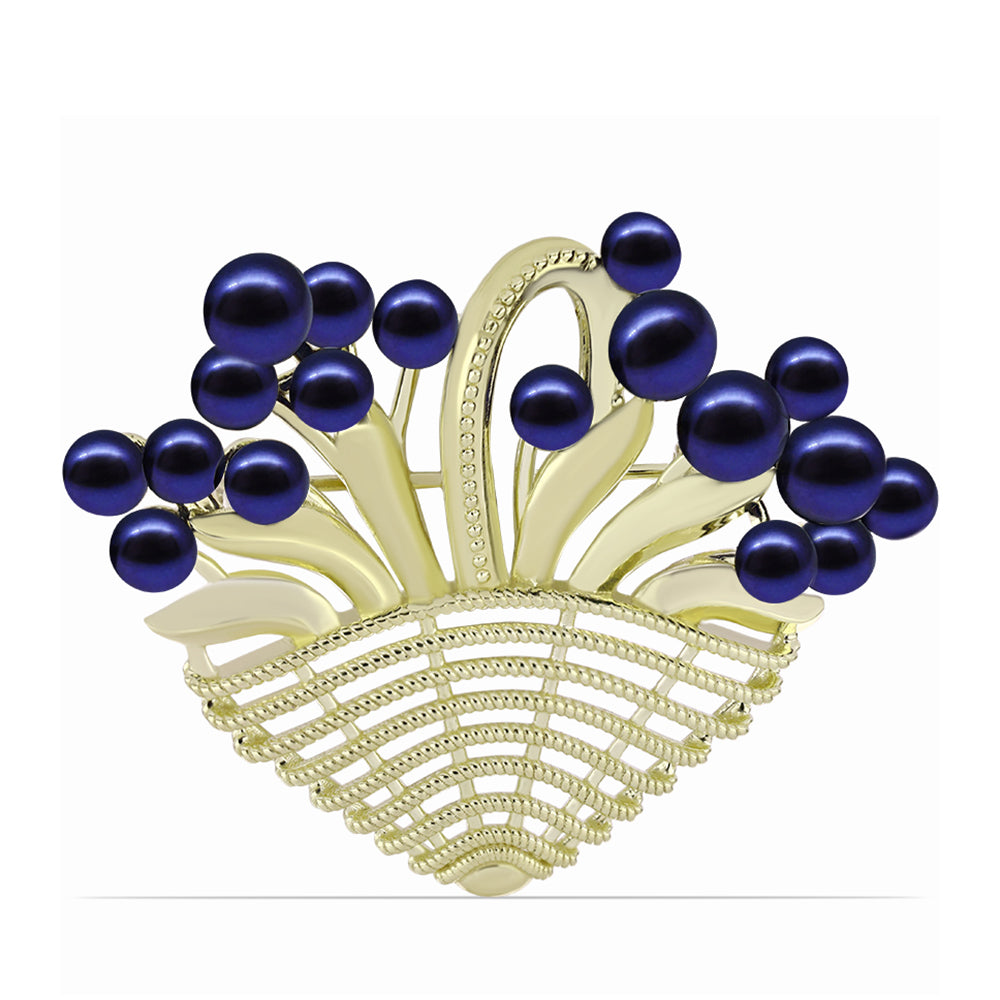 Broche de Plata Bañada en Oro con Perla Negra de Agua dulce 3 