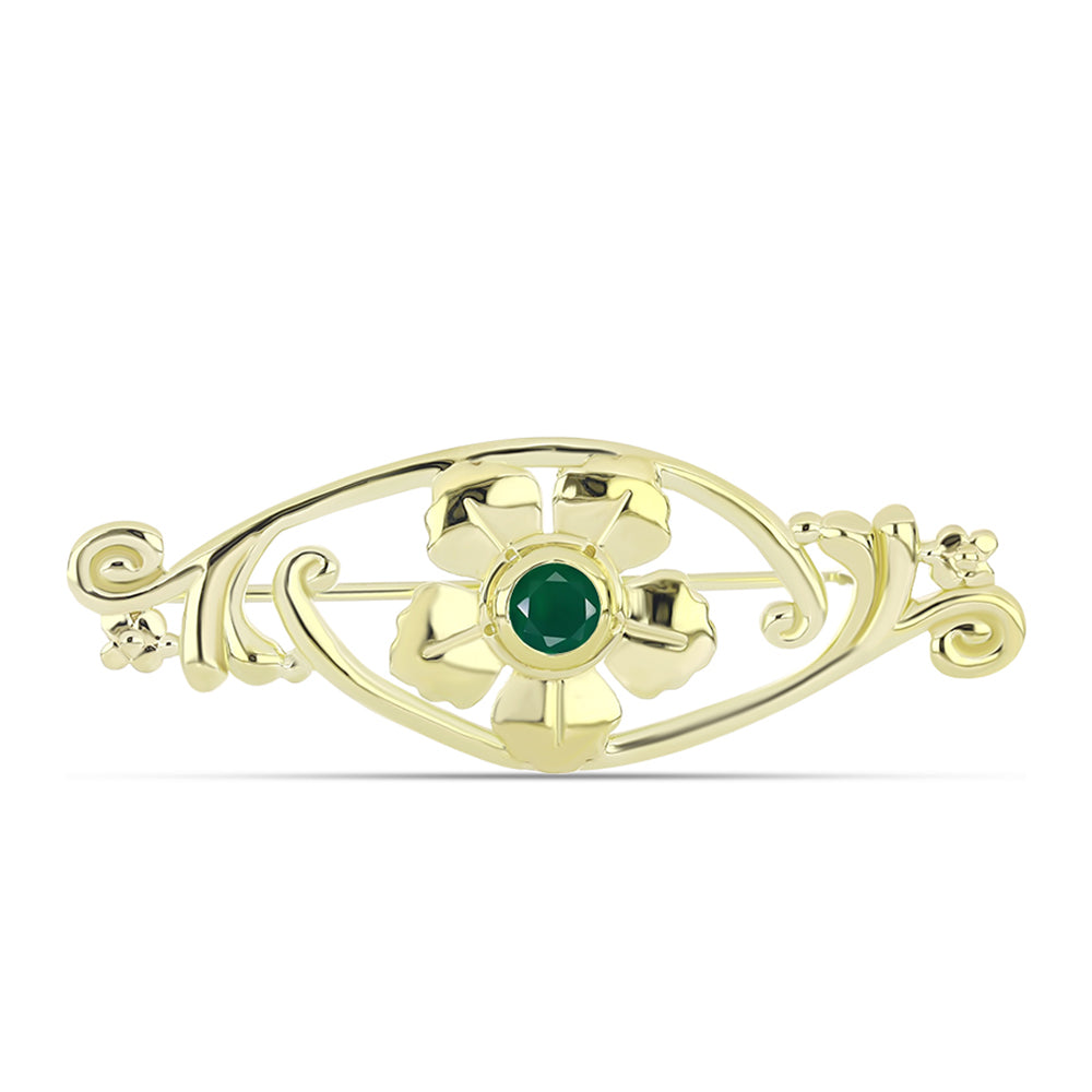 Broche de Plata Bañada en Oro con Ágata Verde 1 