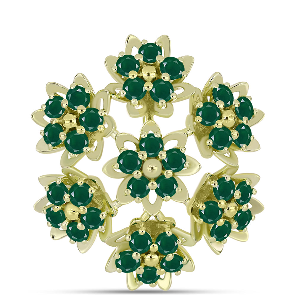 Broche de Plata Bañada en Oro con Ágata Verde 3 