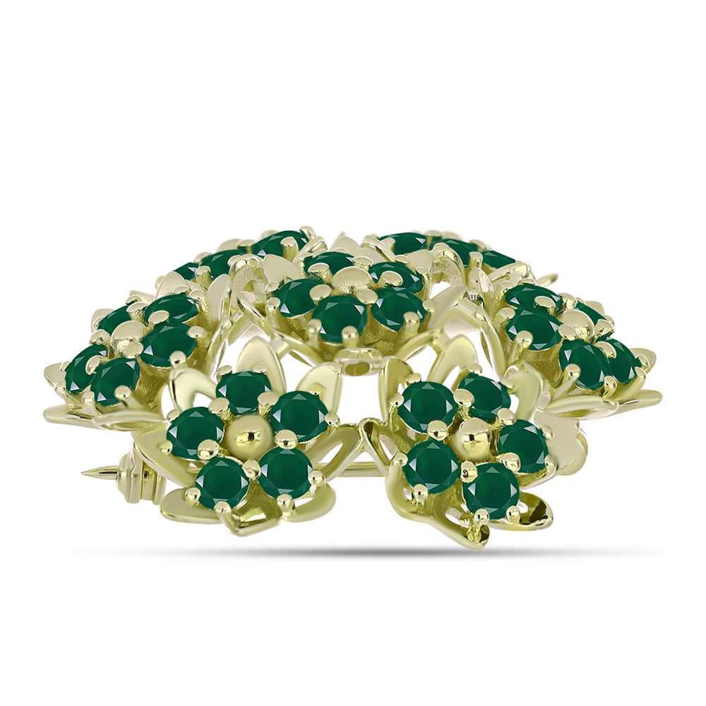 Broche de Plata Bañada en Oro con Ágata Verde 4 