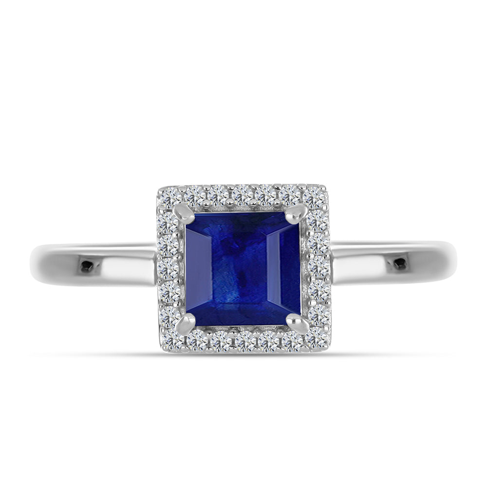 Anillo de Plata con Zafiro Azul Australiano y Topacio Blanco 1 