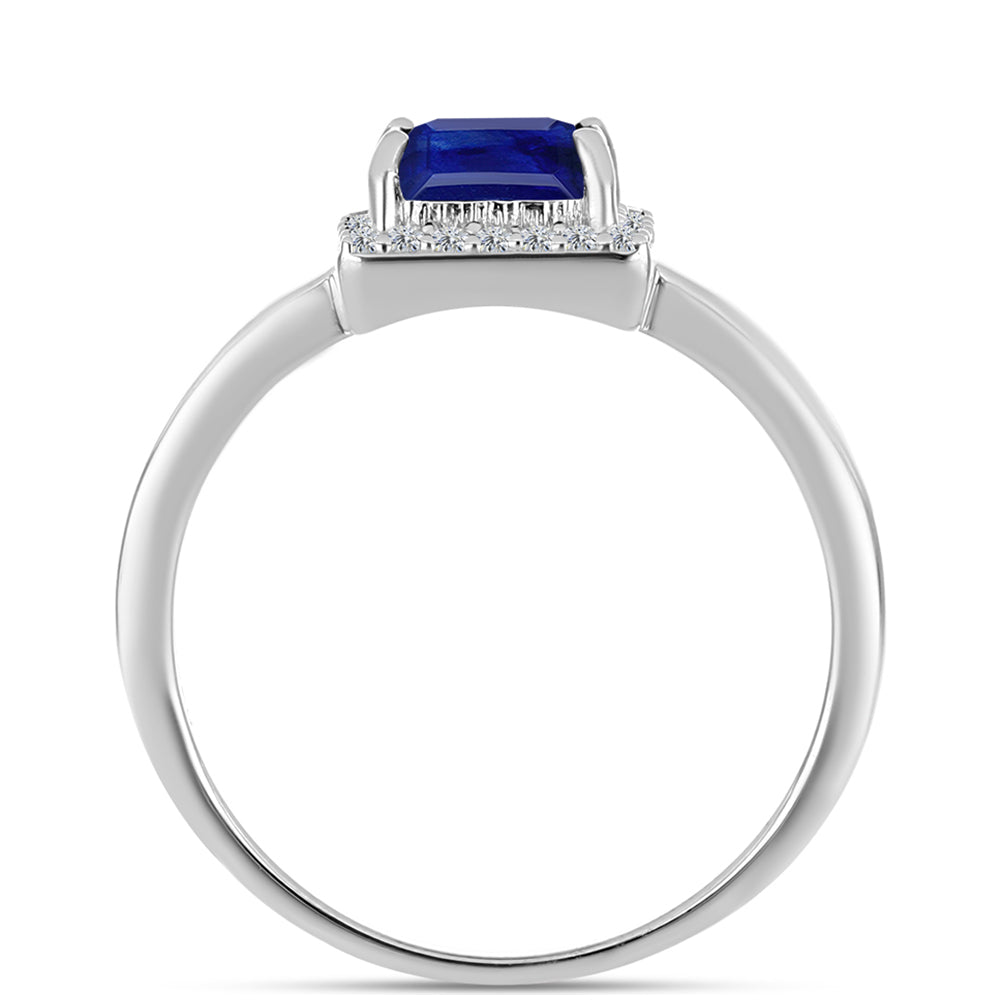 Anillo de Plata con Zafiro Azul Australiano y Topacio Blanco