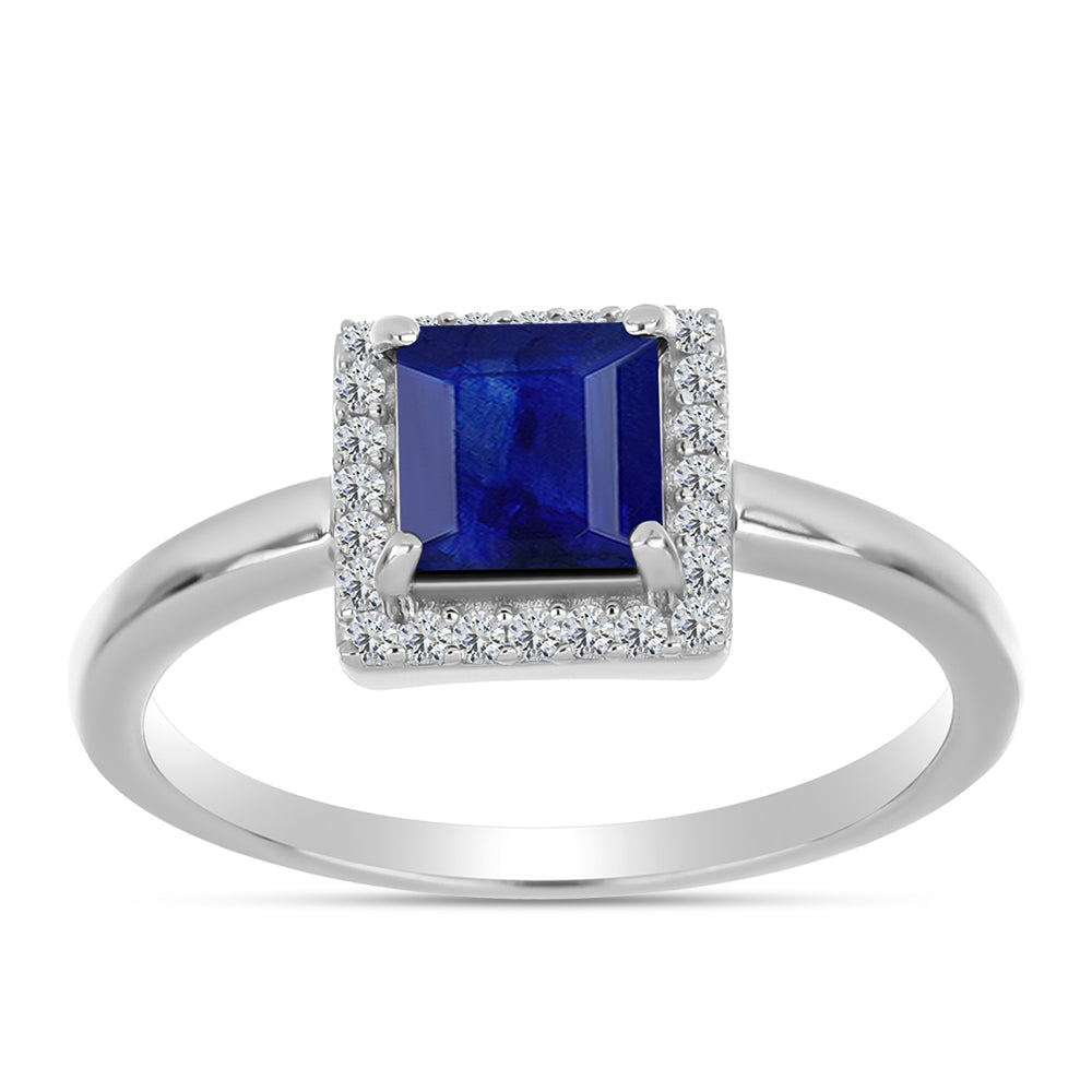 Anillo de Plata con Zafiro Azul Australiano y Topacio Blanco