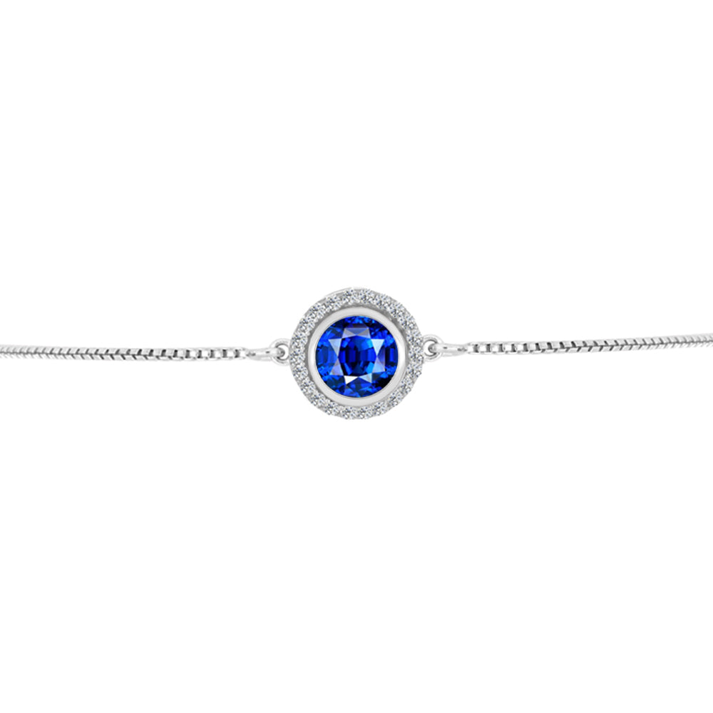 Pulsera de Plata con Zafiro Azul Australiano y Topacio Blanco 2 