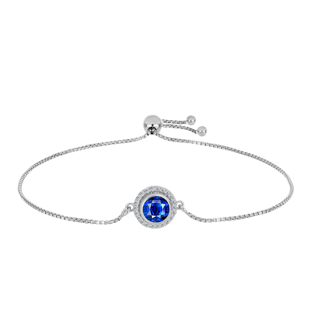 Pulsera de Plata con Zafiro Azul Australiano y Topacio Blanco 1 