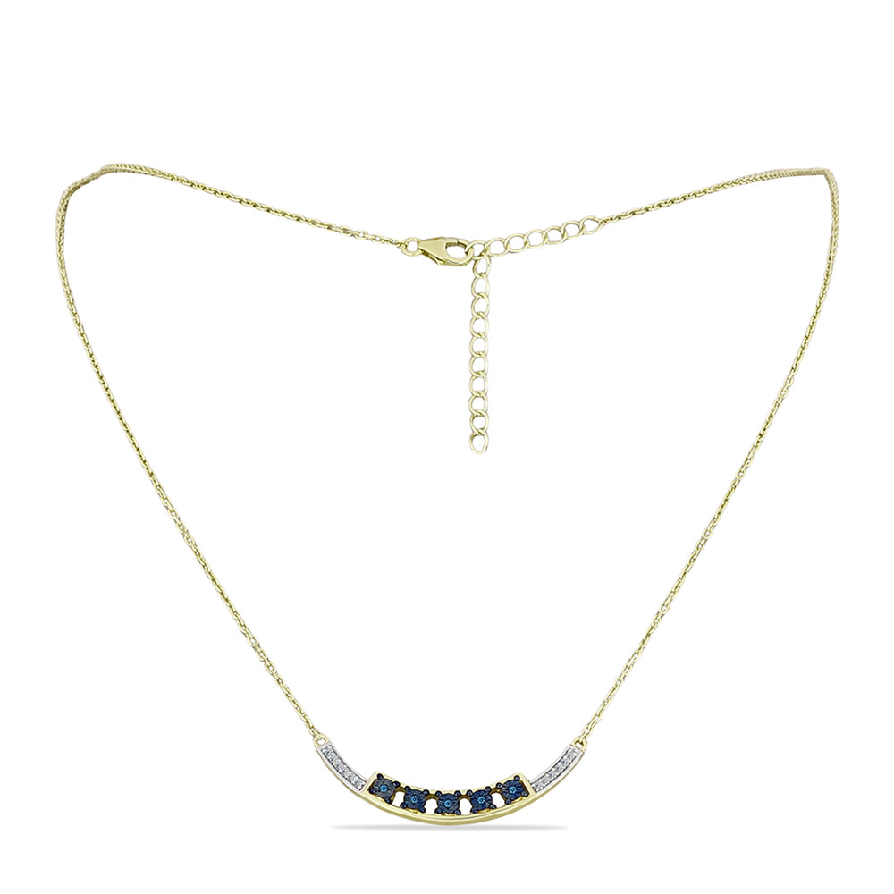 Collar de Plata Bañada en Oro con Diamante Azul y Topacio Blanco 1 