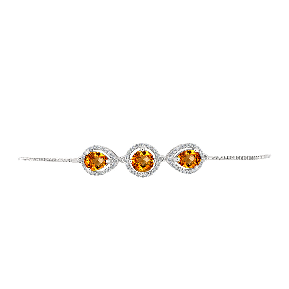 Pulsera de Plata con Citrino de Madeira y Topacio Blanco