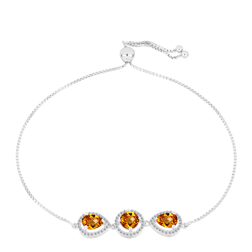 Pulsera de Plata con Citrino de Madeira y Topacio Blanco 1 